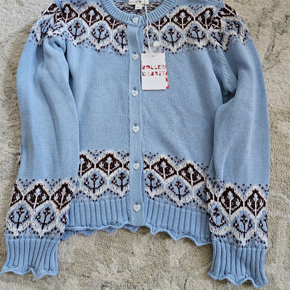 Roller Rabbit Jemina Fairisle Rosella Cardigan Size Small NWT